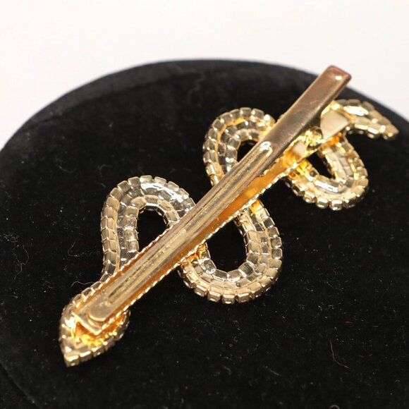 Snake Rhinestone Hair Alligator Clip Gold Crystal Gem Shiny Prom Wedding Glamour - Picture 6 of 8